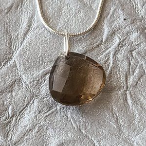 Smoky Quartz Sterling Silver Necklace -Smoky Quartz Genuine Pendant